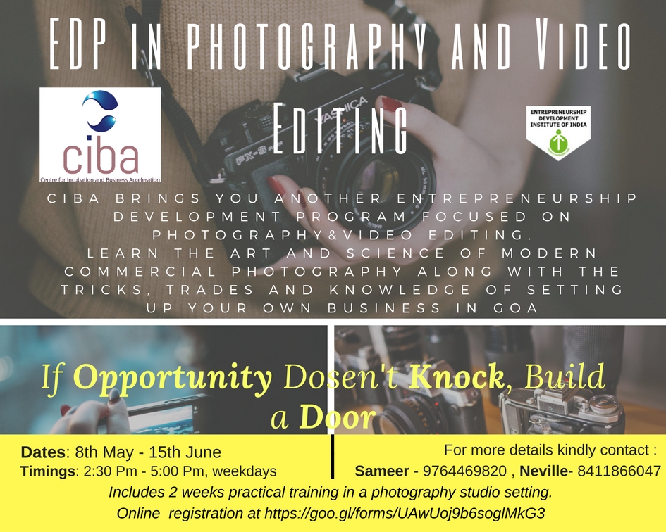 ciba-Technology based Entrepreneurship Development Programme (TEDP) in Photography & Video Editing